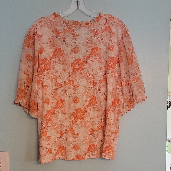 Lucky Brand Pink Floral Blouse with Flutter Sleeves - Picture 3 of 3